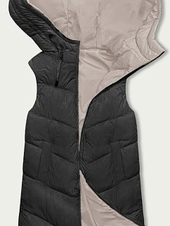 Dámská dlouhá vesta černo-světle béžová (V772G)