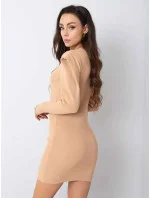 Béžové látkové šaty se širokými rameny Rue Paris (5676) Béžové látkové šaty se širokými rameny Rue Paris (5676)