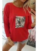 Halenka s potiskem Star Style červená Halenka s potiskem Star Style červená