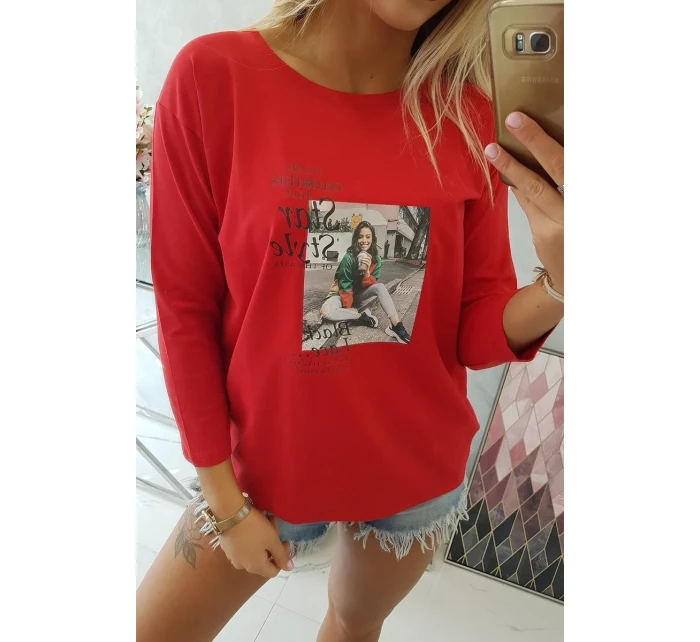 Halenka s potiskem Star Style červená Halenka s potiskem Star Style červená