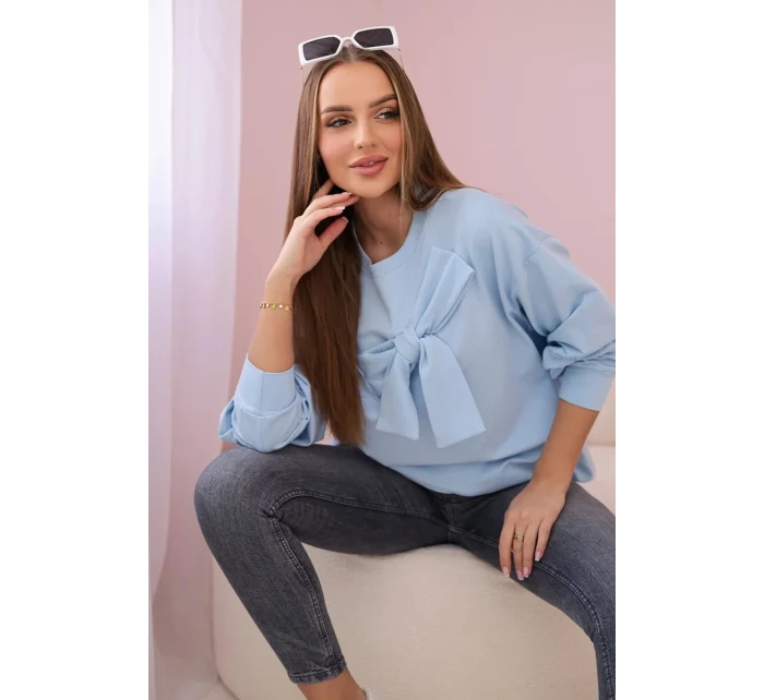 Bavlněná halenka s mašlí modrý