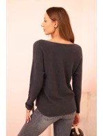 Dámský svetr z viskózy s výstřihem do V grafitový Dámský svetr z viskózy s výstřihem do V grafitový