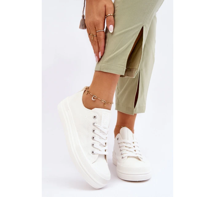 Nízké šněrovací tenisky Big Star LL274968 Bílé Nízké šněrovací tenisky Big Star LL274968 Bílé