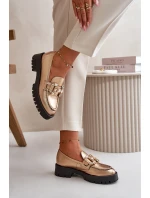 Dámské kožené mokasíny s ozdobou model 21667878 béžové - CheBello