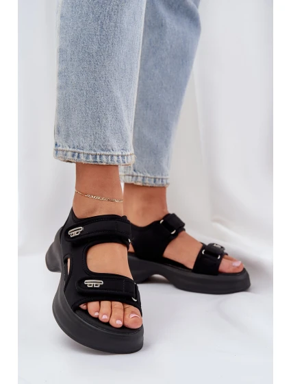 Textilní Lehké Sandály Na Platformě Černé model 21684788 - Boto Textilní Lehké Sandály Na Platformě Černé model 21684788 - Boto