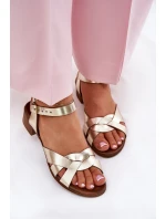 Kožené sandály na podpatku  zlaté model 21694228 - Zazoo