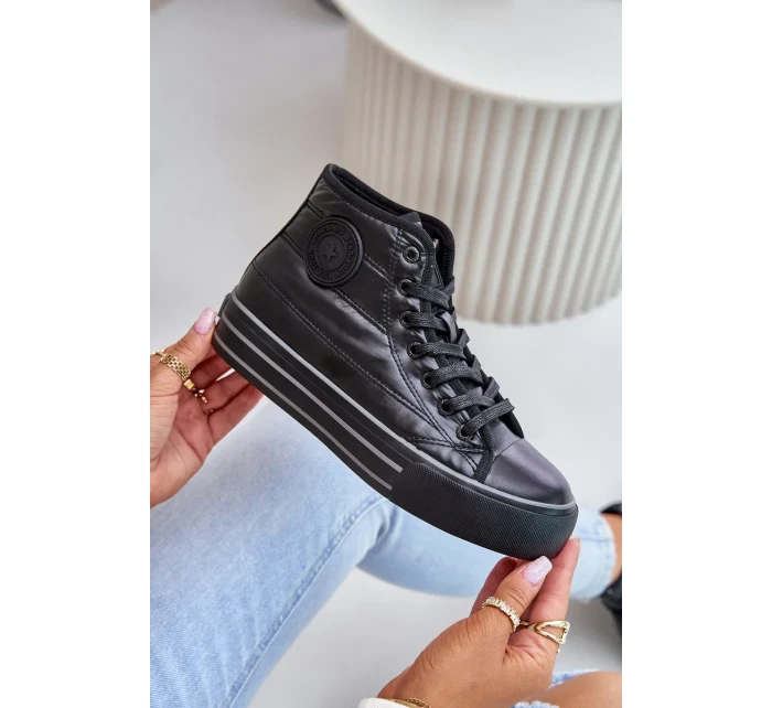 Zateplené Dámské Tenisky Na Platformě Černé Zateplené Dámské Tenisky Na Platformě Černé