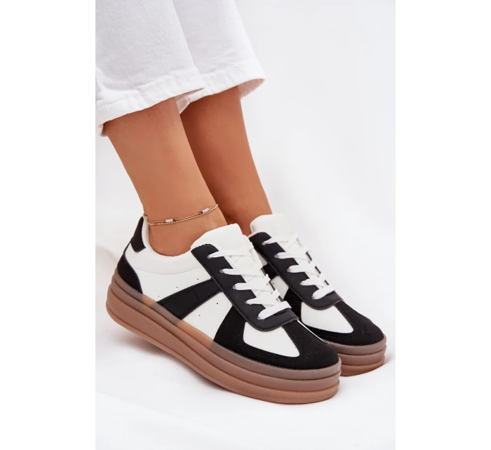 Dámské tenisky na platformě – bílo-černé