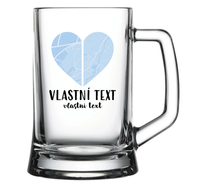 Personalizovaná pivní sklenice - dvě mapy jako srdce Personalizovaná pivní sklenice - dvě mapy jako srdce