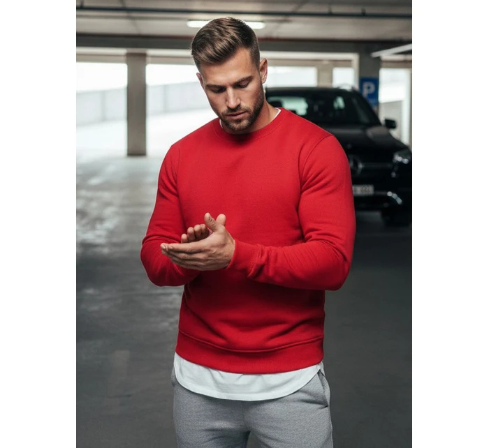 Pánská hladká červená mikina FashionStreet BX3867