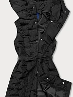 Dlouhá černá dámská vesta s páskem (JIN217)