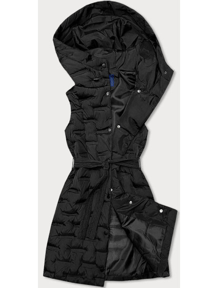 Dlouhá černá dámská vesta s páskem model 15834478 - Ann Gissy