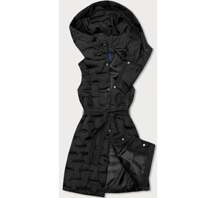 Dlouhá černá dámská vesta s páskem (JIN217) Dlouhá černá dámská vesta s páskem (JIN217)