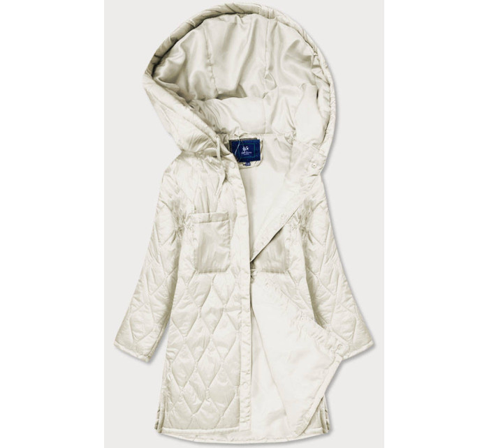 Dámská prošívaná oversize bunda v ecru barvě s kapucí model 17032494 - Ann Gissy