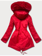 Červená dámská zimní bunda parka s kapucí (B531-4)