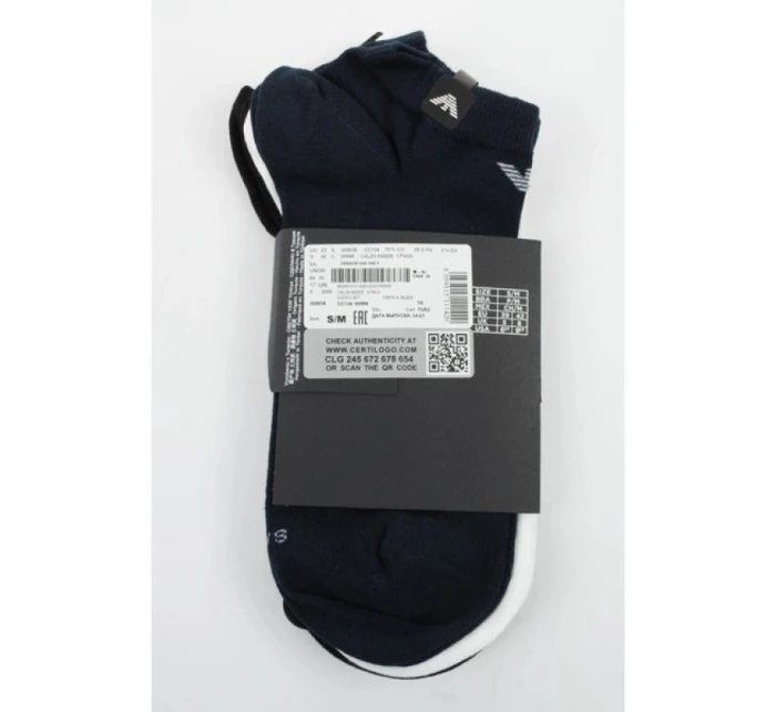 Emporio Armani ponožky Calza bavlna pohodlné 3-Pack námořnická modrá černá bílá Emporio Armani ponožky Calza bavlna pohodlné 3-Pack námořnická modrá černá bílá