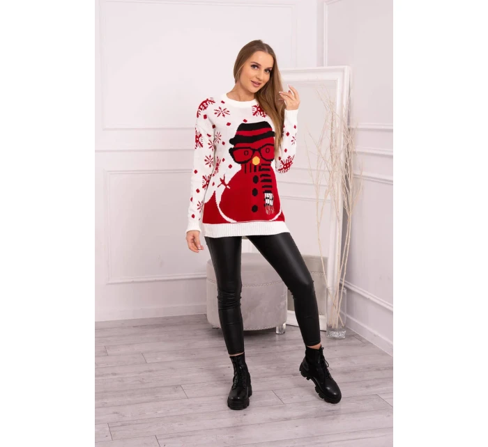 Vánoční svetr se sněhulákem v barvě ecru