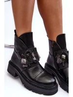 Boty Na Plochém Podpatku A Platformě Sztyblety Černé Linestta