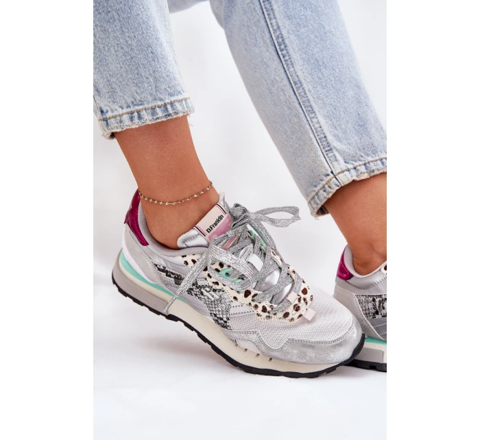 Semišové Sportovní Boty Tenisky Dámské D.Franklin Ztlumená Bílá DFSH387005 Semišové Sportovní Boty Tenisky Dámské D.Franklin Ztlumená Bílá DFSH387005