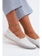 Dámské kožené baleríny model 22100748 Bílá - Maciejka
