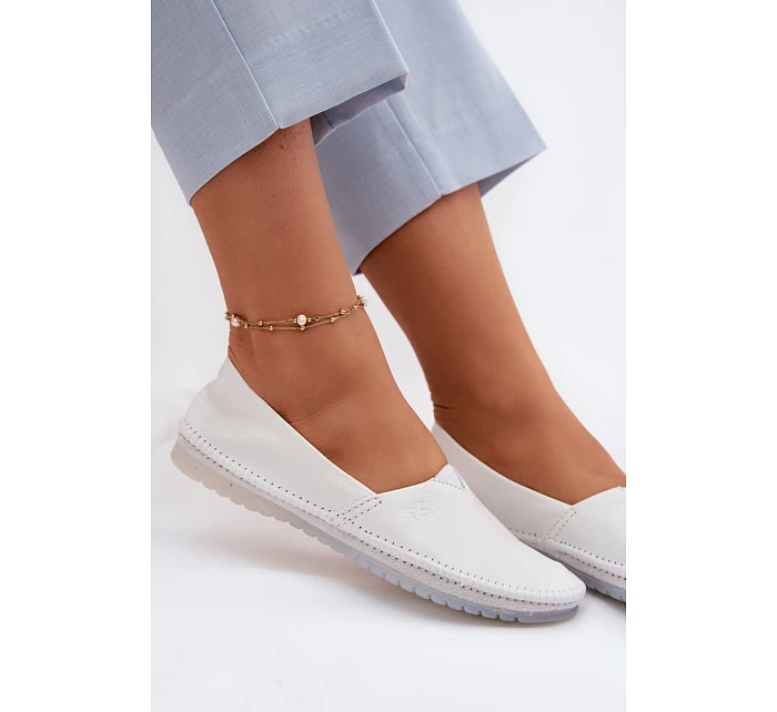 Dámské kožené baleríny model 22100748 Bílá - Maciejka