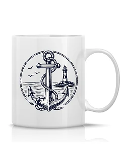NÁMOŘNÍK - klasický bílý keramický hrníček 300 ml