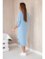 Modré šaty s výstřihem do V 28477 svetle modré - Kesi
