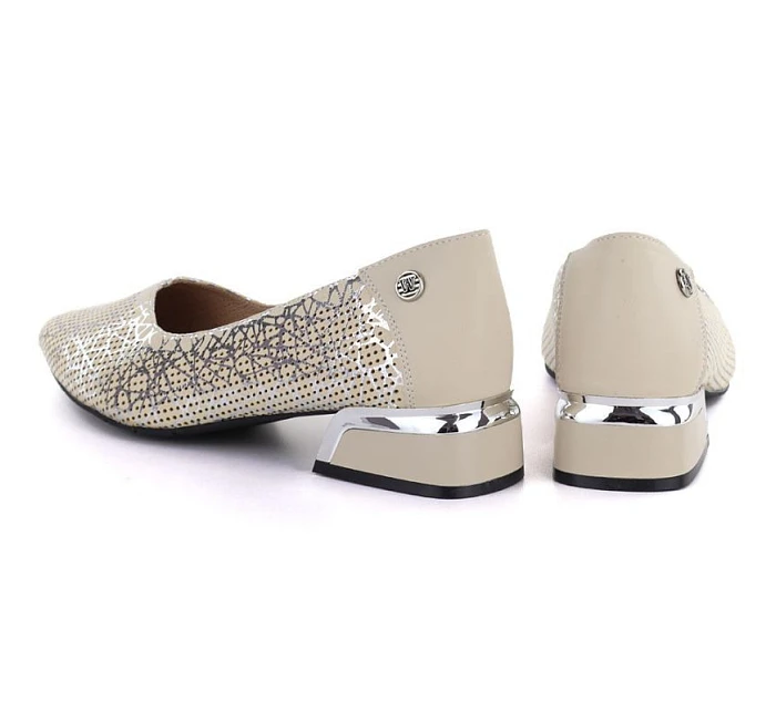 Dámská kožená prolamovaná obuv béžová Vinceza model 22081849 - Hikvision