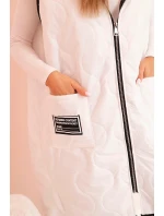 Dámská prošívaná vesta Plus Size s kapucí na zip bílá