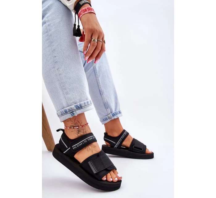 Dámské sandály na suchý zip Big Star model 21610848 Černe - Big Star Shoes Dámské sandály na suchý zip Big Star model 21610848 Černe - Big Star Shoes