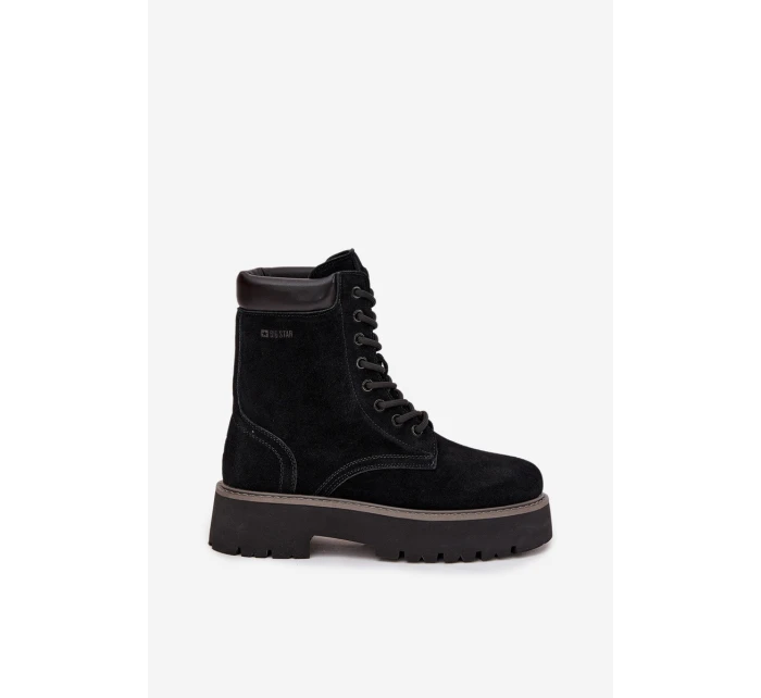 Semišové workery dámské s šněrováním Big Star SS274791 Černé