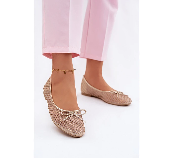 Síťové baleríny s ozdobou Vinceza 62270 Zlaté Síťové baleríny s ozdobou Vinceza 62270 Zlaté