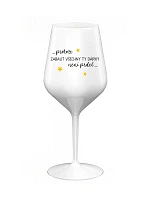 PROTOŽE ZABALIT DÁRKY NENÍ PRDEL - bílá nerozbitná sklenice na víno 470 ml