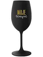 MOJE TERAPIE - černá sklenice na víno 350 ml