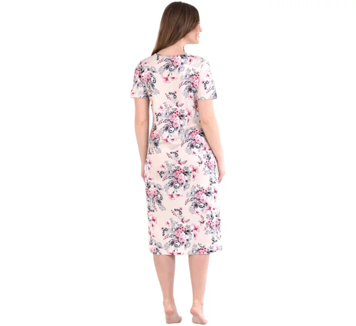 Dámská noční košile 351/024 béžová s květy - Karol Dámská noční košile 351/024 béžová s květy - Karol