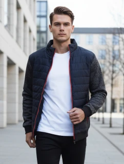 Pánská přechodná prošívaná bunda tmavě modrá FashionStreet TX4397