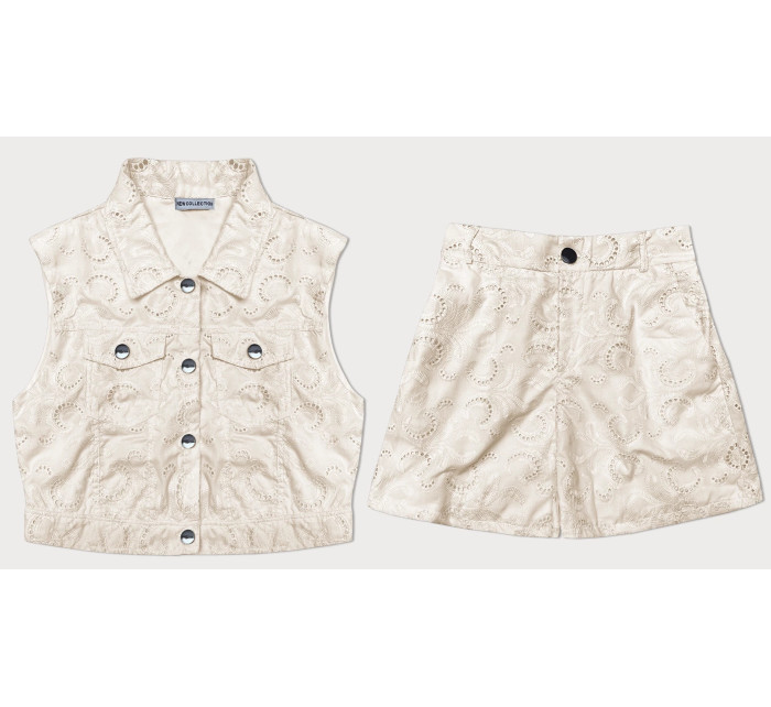 Béžový letní komplet - vesta a krátké šortky (72018)