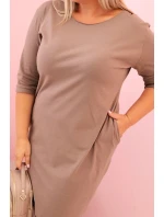 Dámská Plus Size z bavlnou s střihem a rukávem 3/4 fango model 21259078 - K-Fashion