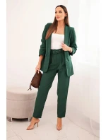 Elegantní souprava saka a kalhot tmavě zelená