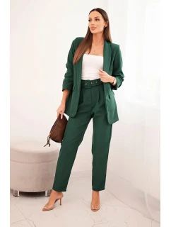 Elegantní souprava saka a kalhot tmavě zelená