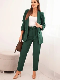 Elegantní souprava saka a kalhot tmavě zelená