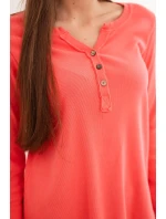 Dámská bavlněná blůza s dlouhým rukávem a knoflíky u model 21890066 malinová - K-Fashion