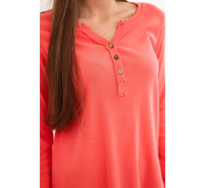 Dámská bavlněná blůza s dlouhým rukávem a knoflíky u model 21890066 malinová - K-Fashion
