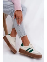 Dámské tenisky na platformě z eko kůže – bílo-zelené Elaraven Dámské tenisky na platformě z eko kůže – bílo-zelené Elaraven