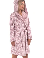 Dámský župan krátký s kapucí Flora 4856 4303 Světle fialová s bílou - Vestis