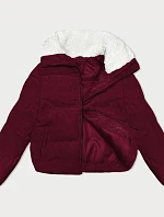 Dámská manšestrová bunda s vysokým stojáčkem J Style vínová (5M3230-1)