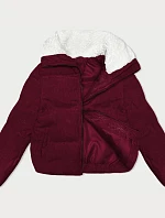 Dámská manšestrová bunda s vysokým stojáčkem J Style vínová (5M3230-1)