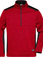 Daiber JN 864 Pánská pracovní fleece bunda 1/2 zip - Strong 02.0864 red melange/black