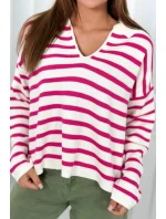 Pruhovaný svetr fuchsie