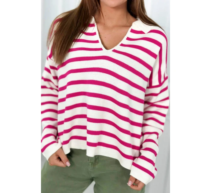 Pruhovaný svetr fuchsie